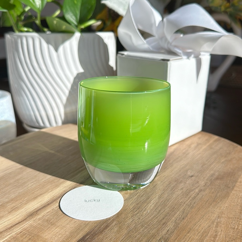 glassybaby “lucky” glass votive 💚